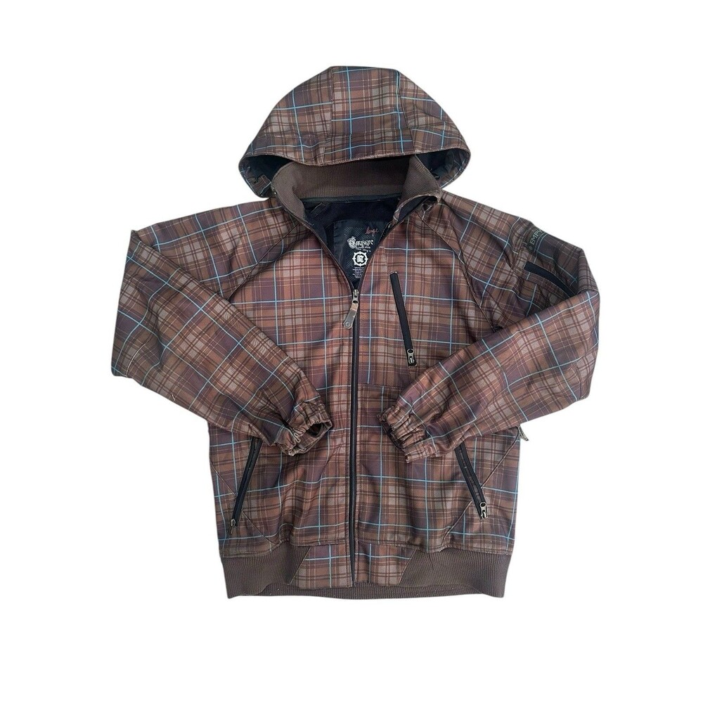 Empyre Large Unisex Brown Plaid Snowboarding Jacket Ski Jacket Snow Jacket